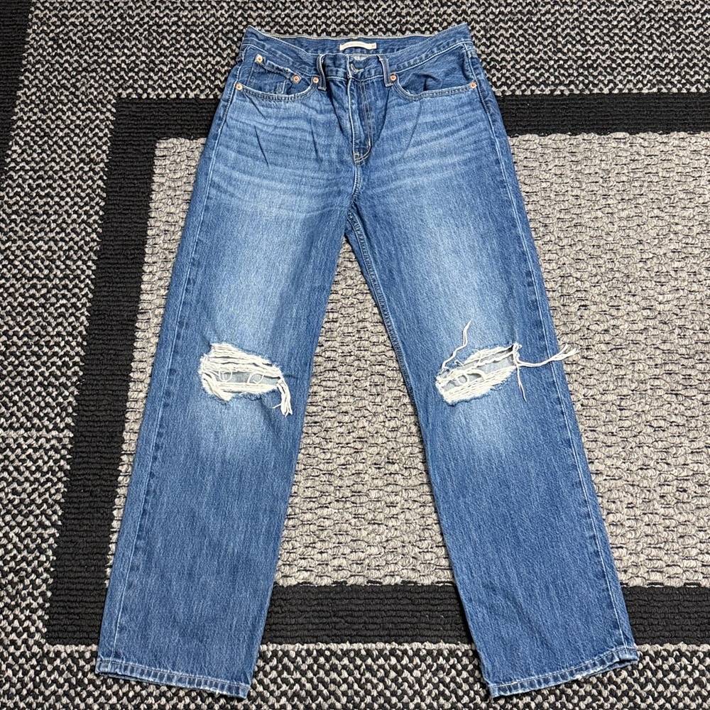Levi’s Low Pro Straight Jeans Women’s 30 Distressed Medium Wash Casual Classic